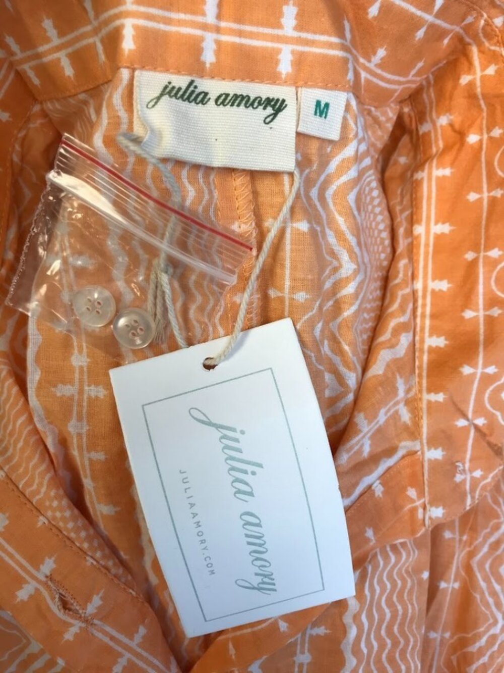 NWT Julia Amory 100% Cotton Orange Shirt Dress Medium - Picture 2 of 11